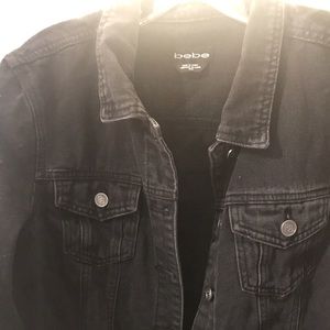 bebe faded black jean jacket